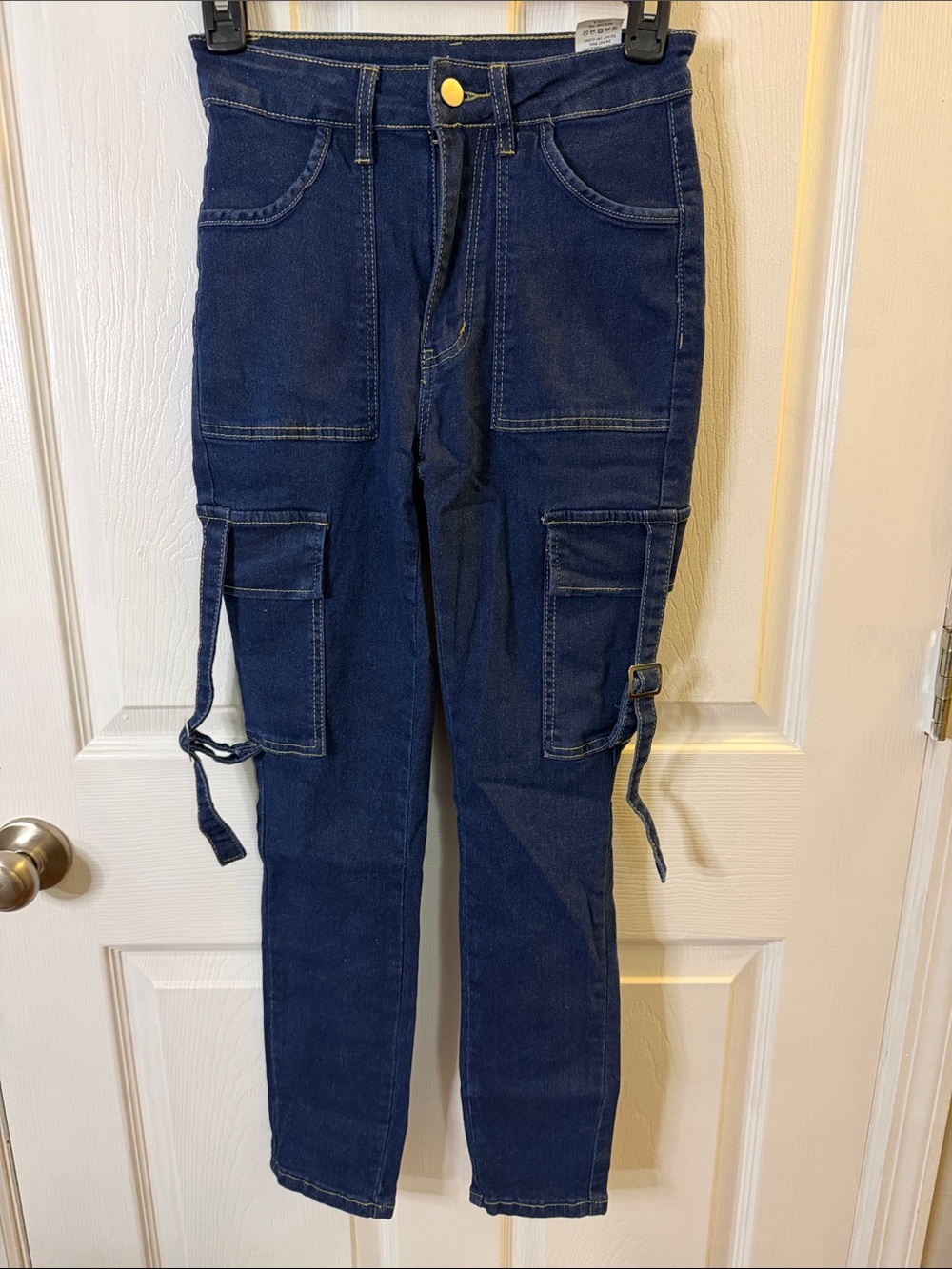 Source Unknown Women's Dark Blue Skinny Cargo Jeans